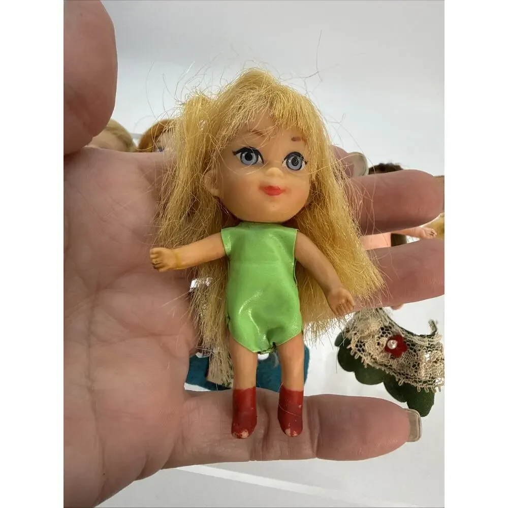 Lot Of Vintage 5 Dolls / Little Kiddles/Baby PeeWee/Rosenberg/Hasbro/Mattel